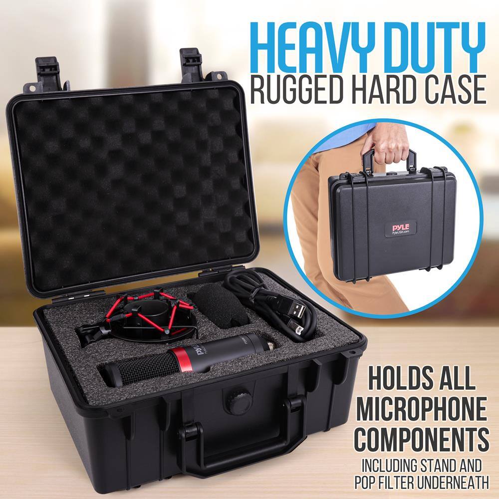 HEAVY DUTY RUGGED HARD CASE  
PYLE PROE-1  
HOLDS ALL MICROPHONE COMPONENTS INCLUDING STAND AND POP FILTER UNDERNEATH
