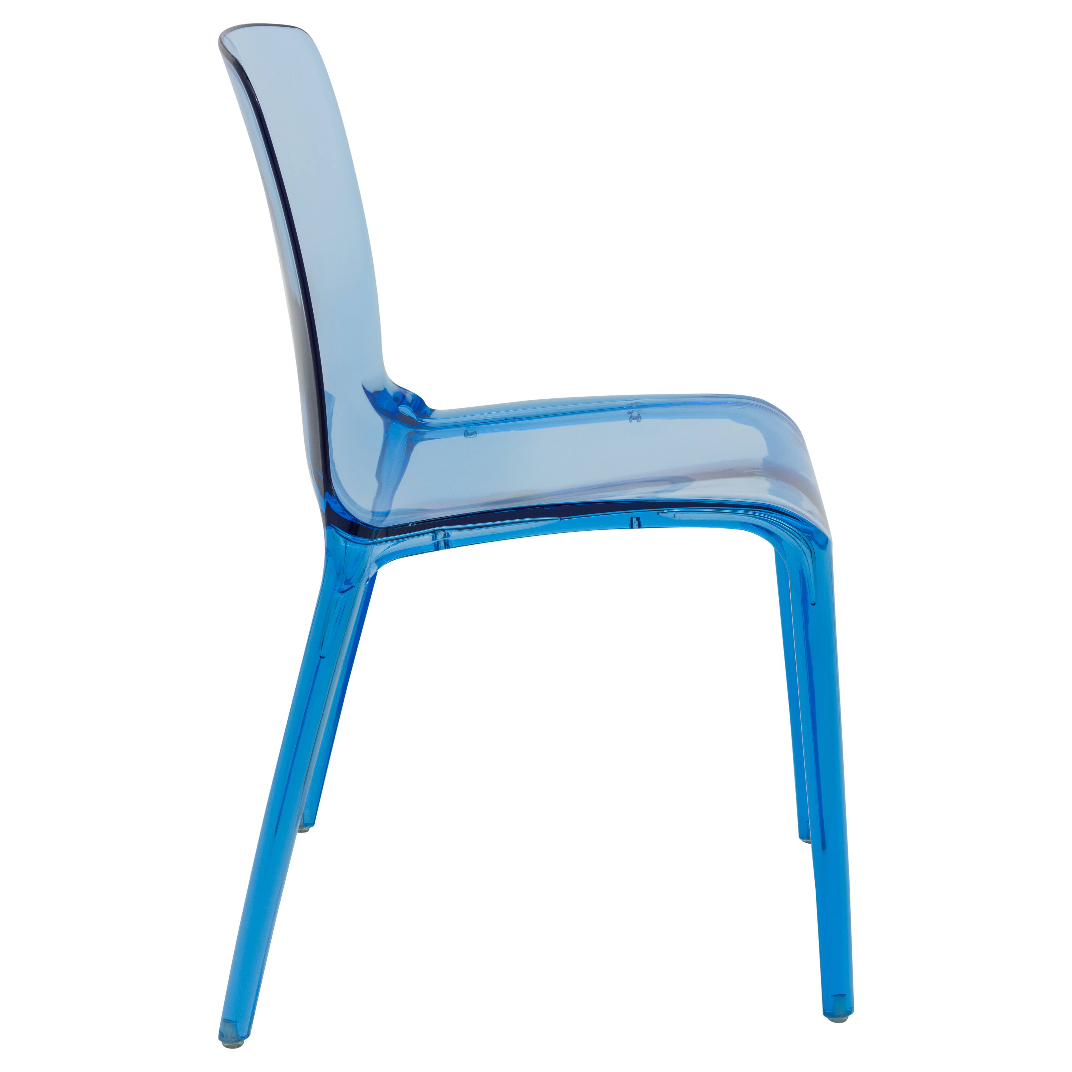Back. LeisureMod - Murray Modern Stackable Acrylic Accent Dining Chair with Transparent Seat for Dining Room, Kitchen & Office - Transparent Blue.