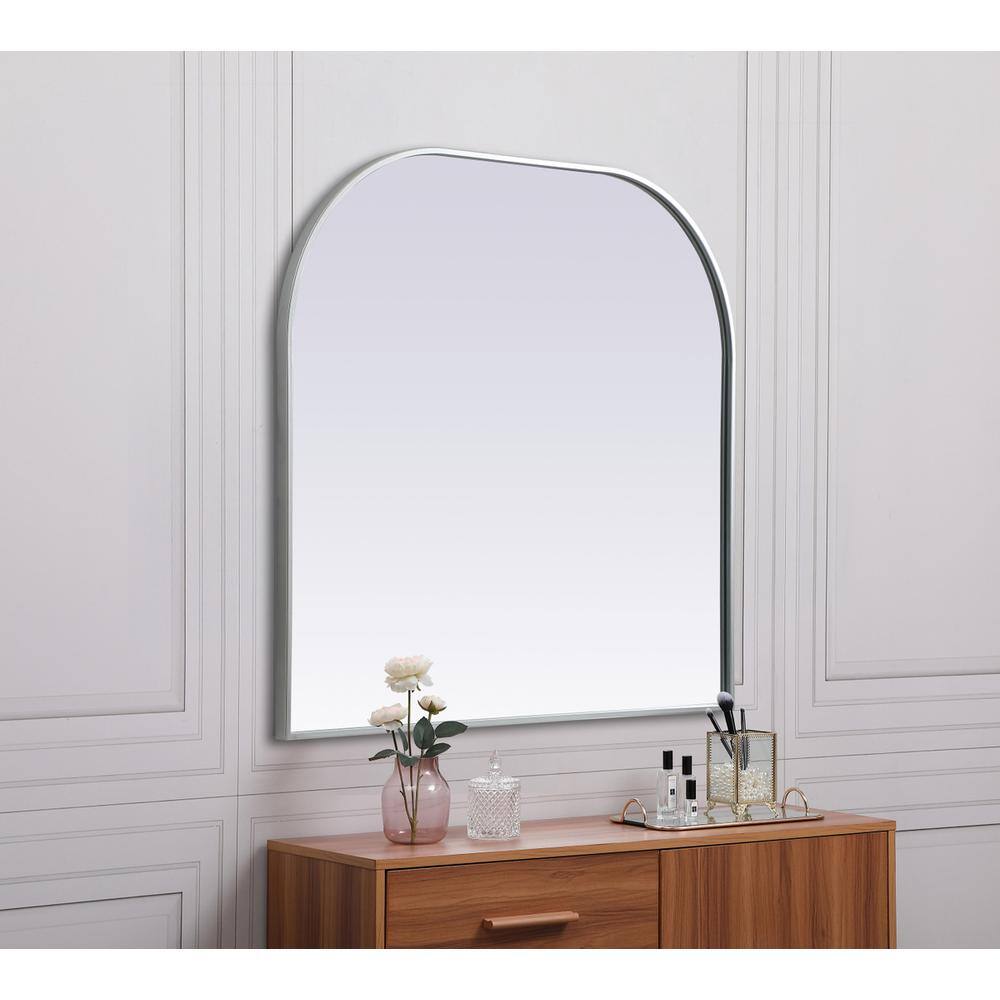 Alt View 2. Elegant Decor - Metal Frame Arch Mirror 36x34 Inch in Silver - Silver.
