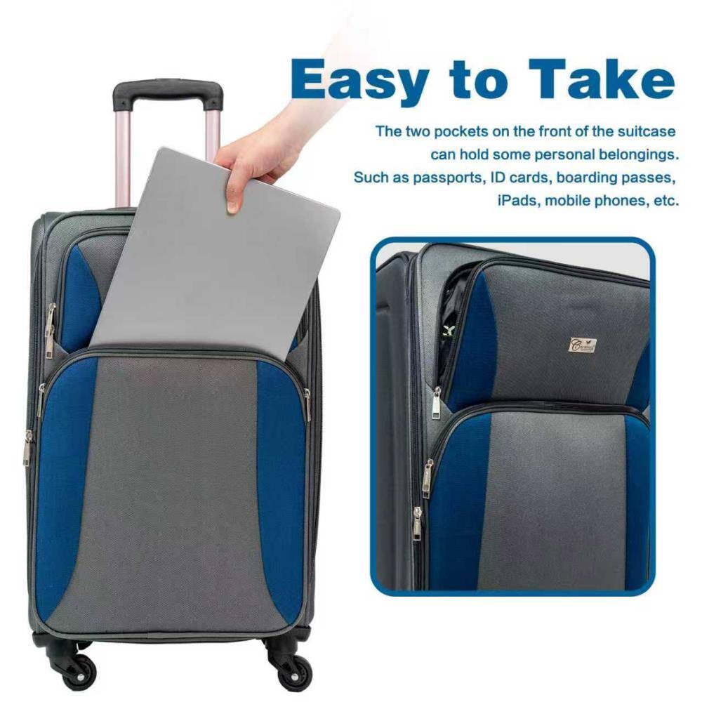 Easy to Take

The two pockets on the front of the suitcase can hold some personal belongings. Such as passports, ID cards, boarding passes, iPads, mobile phones, etc.