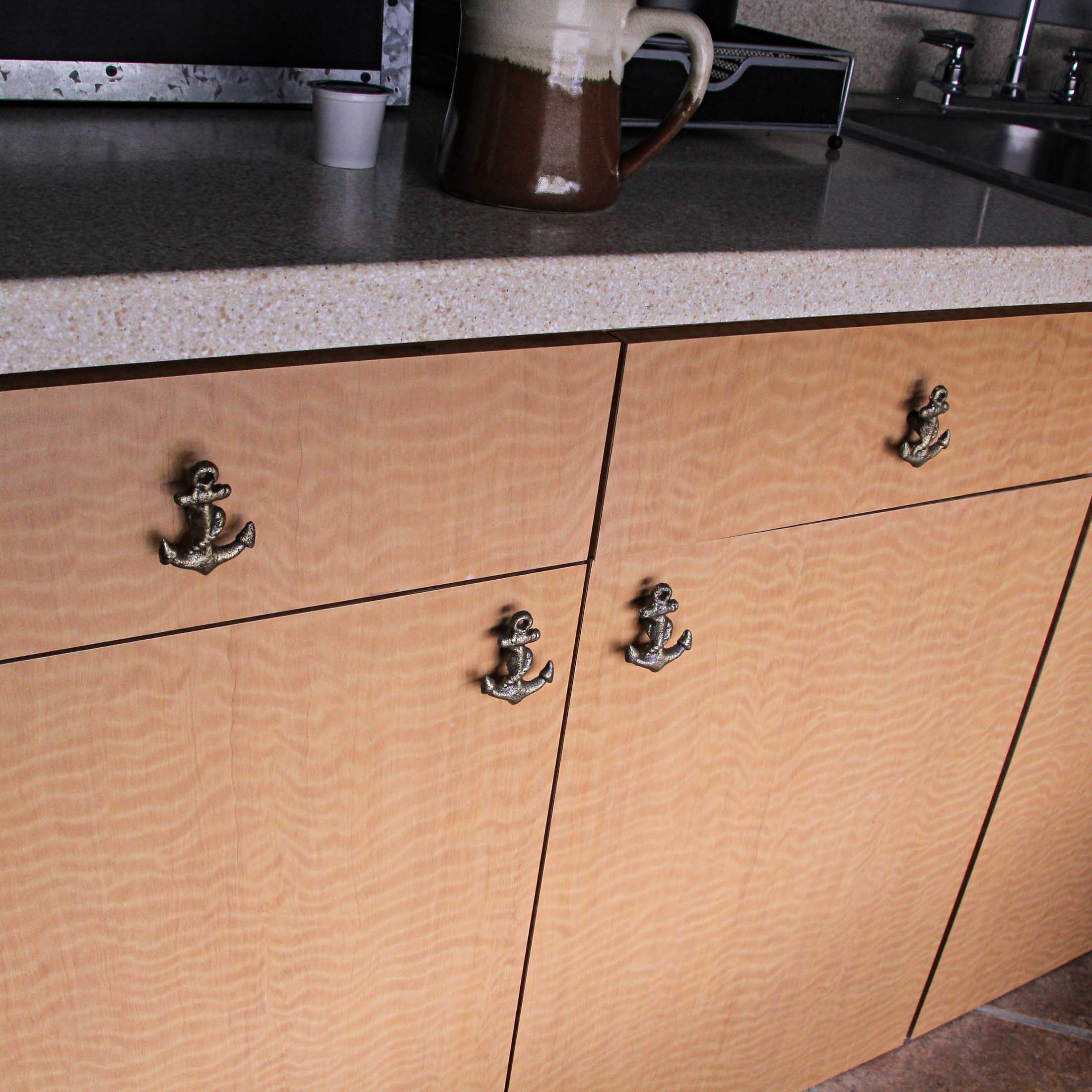 Alt View 3. Zeckos - Bronze Cast Iron Ship Anchor Drawer Pull Decorative Cabinet Knob Set of 6 - Bronze.