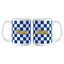 Logo Brands - Los Angeles Rams 2-Pack 15oz. Checkered Wordmark Mug Set - Multicolor