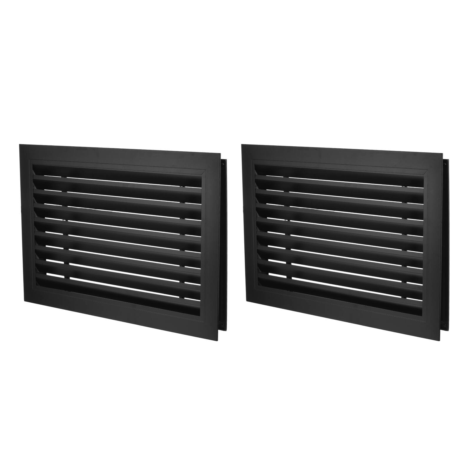 Front. Unique Bargains - 20" x 12" Door Air Vent Cover 2pcs, Anodized Aluminum Alloy Louvered Grille Guard for Cabinet Wardrobe Door - Black.