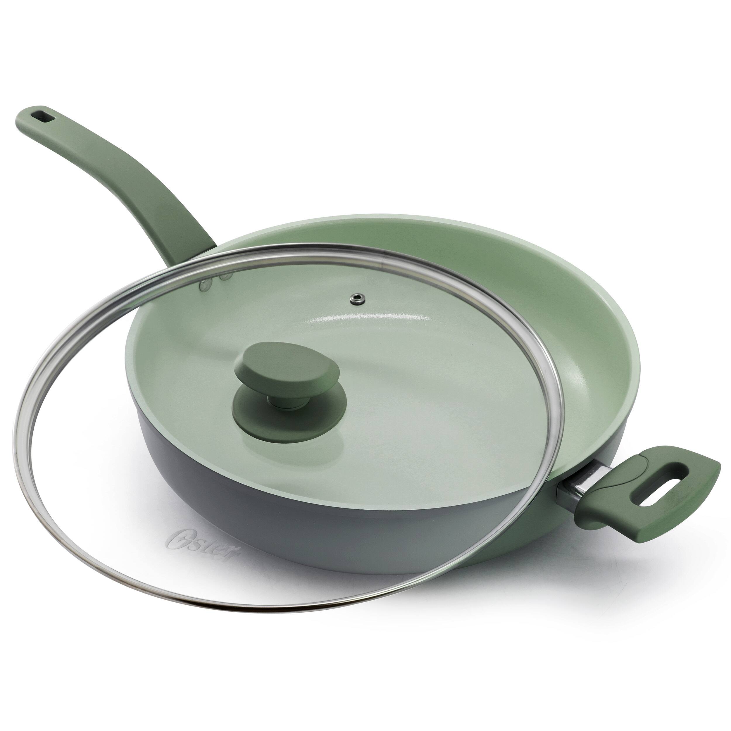 Alt View 1. Oster - Oster Sutterville Choice 5 Quart Ceramic Nonstick Saute Pan with Lid in Evergreen - Greeb.