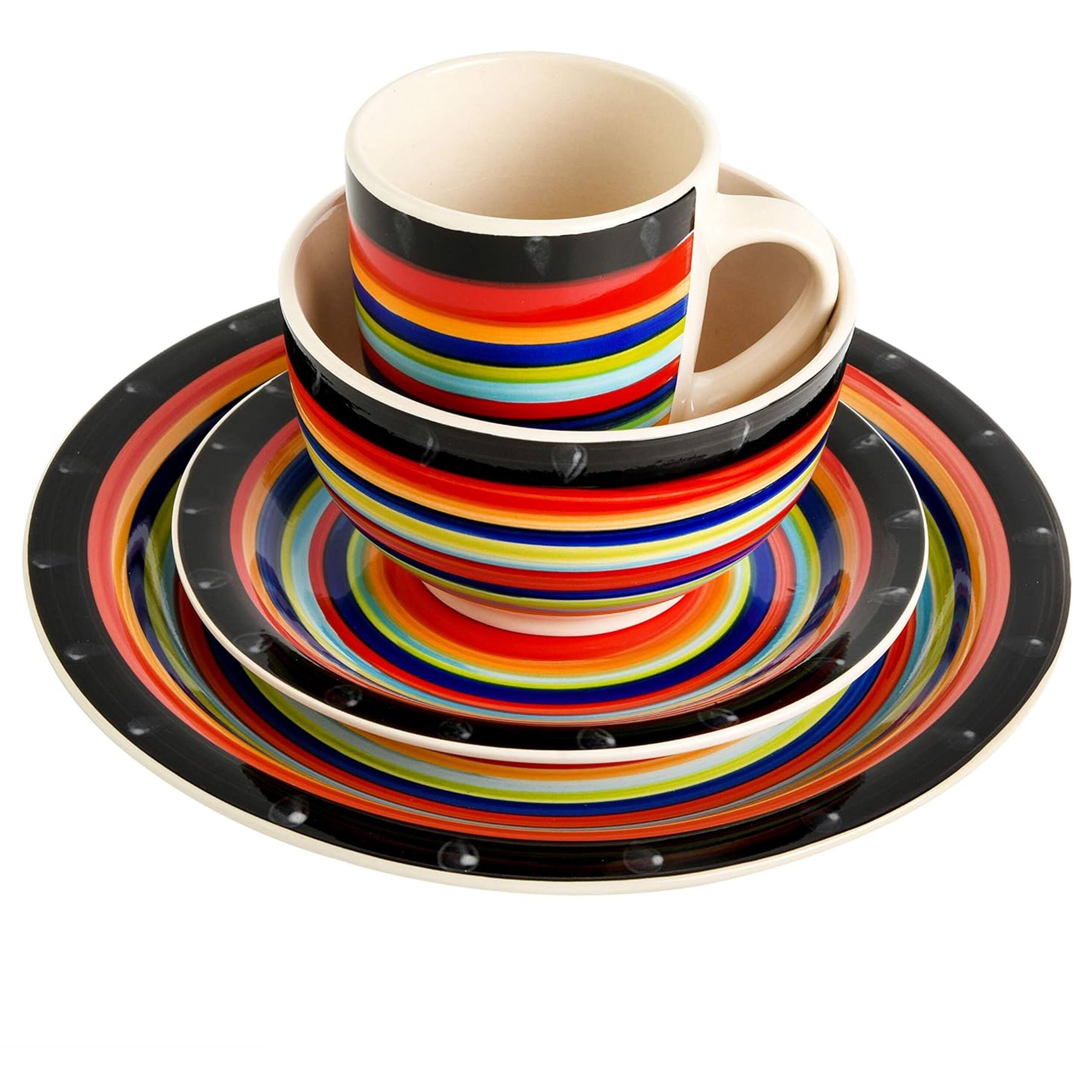Alt View 2. Gibson - Gibson Home Casa Stellar 16 Piece Round Stoneware Dinnerware Set in Red - Red.