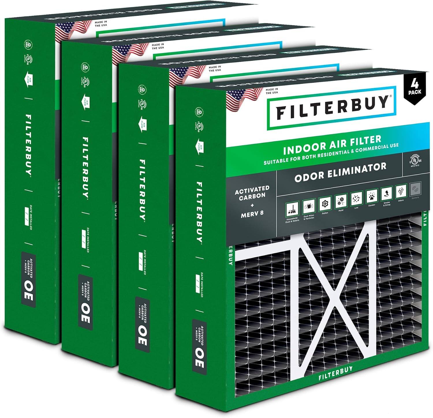 RARE - ... UE  . - THE FILTERBUY | 2 P | AOTIVATER OE tROU- Hio FILTERBUY NATE INSTALLES ! I AOTIVATED OE CROM o FILTERBUY | ! SERPO AOTIVATED OE RARE - THE -.. 4 MADE - TH PIN PACK o FILTERBUY AIR FILTER USE INDOOR & COMMERCIAL BOTH RESIDENTIAL ( SUITABLE FOR V ODOR ELIMINATOR ACTIVATED CARBON + FILTERBUY MERV 8 Nun NA FILT ERBUY - BATE IETALLES 20m MORET ACTIVATED OE FILTERBUY