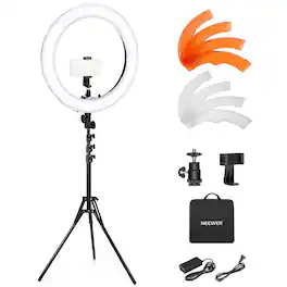 Neewer - 58W 18" Bi-Color Ring Light Kit, CRI95, Tripod & Holder, RL-18