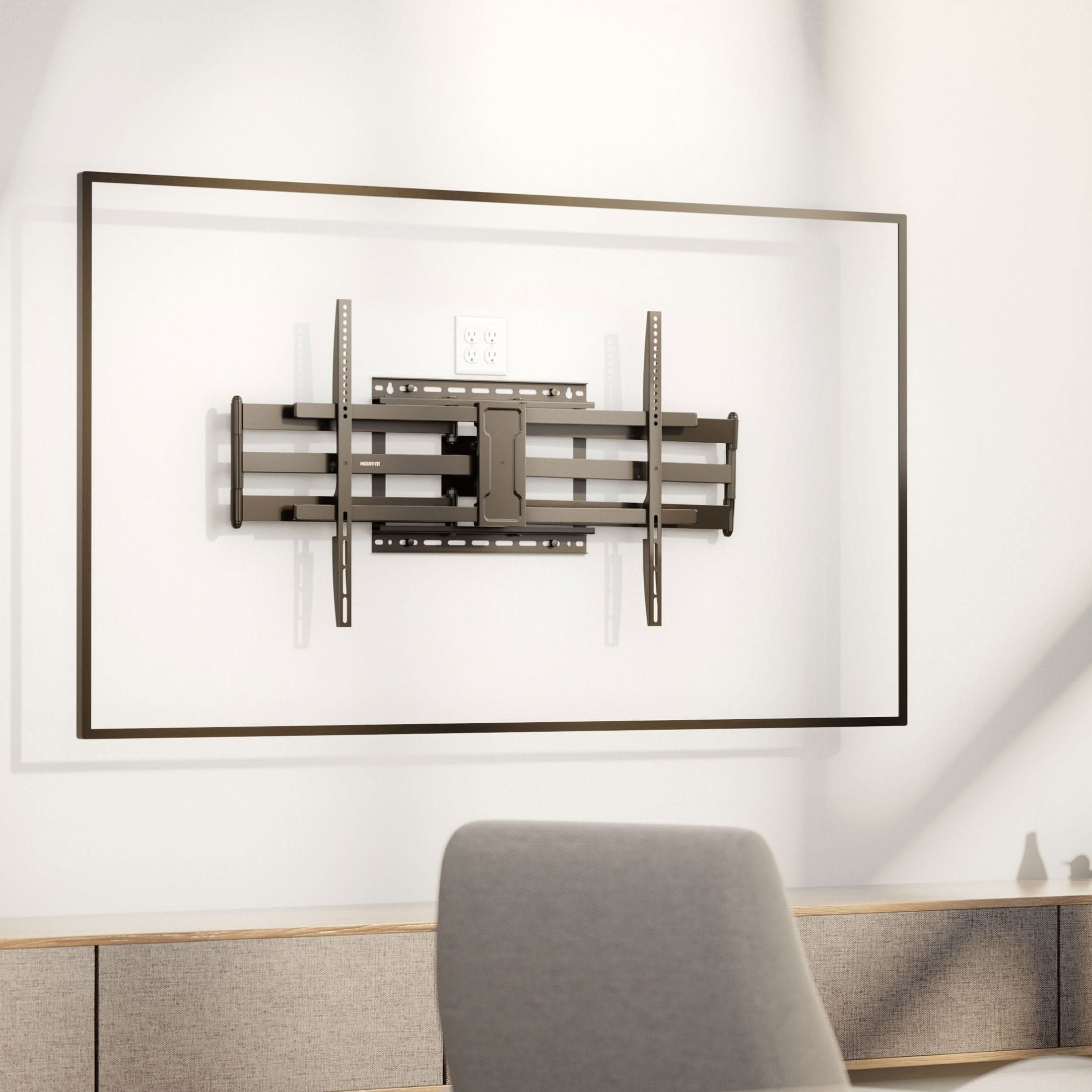 Alt View 6. Mount-It! - Full Motion TV Wall Mount with Extra Long Extension for 43″ – 100″ TVs, Full Motion Articulating Bracket, Black - Black.