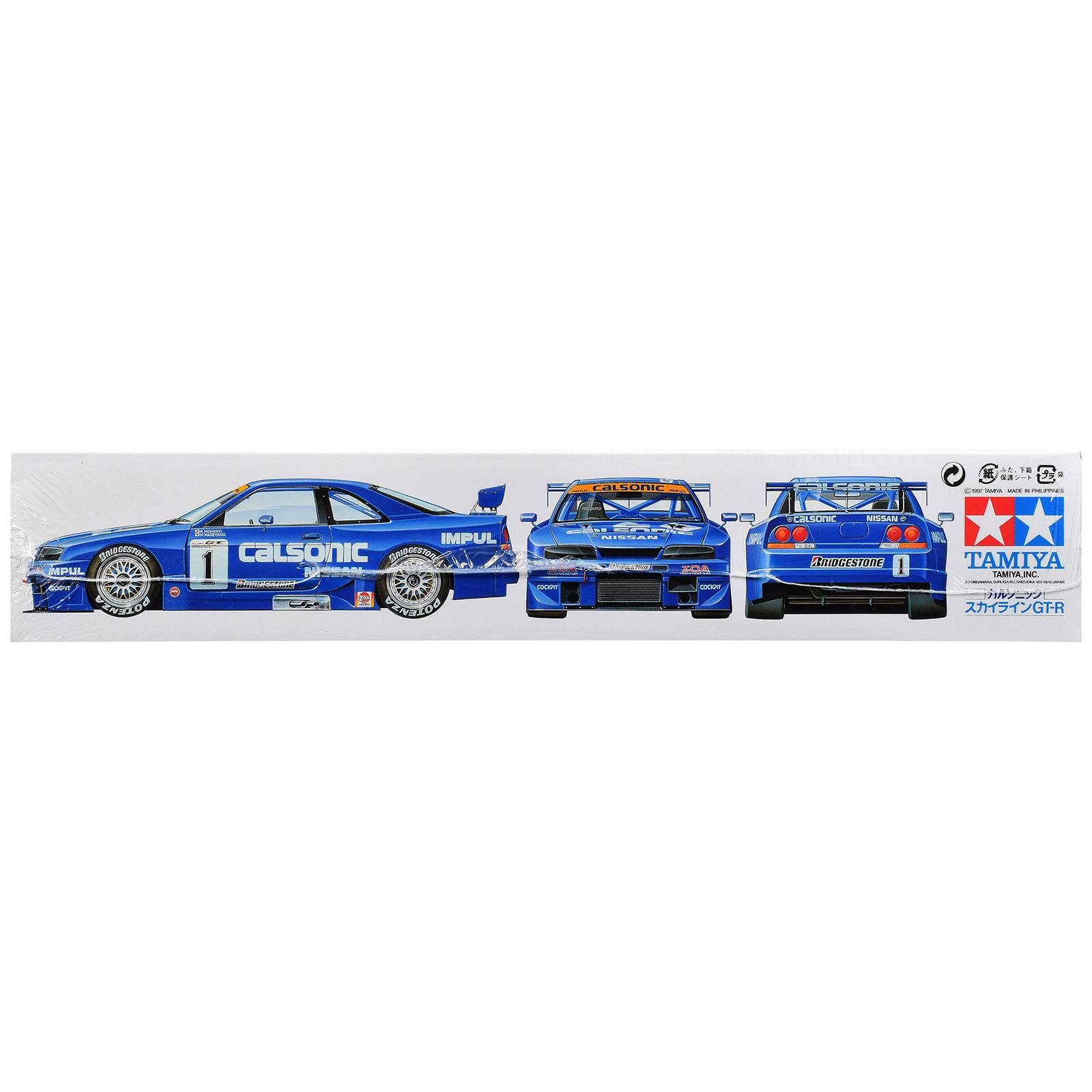CALSONIC  
2 - Ctor JOEN BAX . PREPPINES  
TARROGGSTEING MPUL 600 POTENZA  
MONTENTS NT IMPUL CALSONIC COMPOSITIONAL POTENZA  
COCKIPS  
NISSAN ZOA COOKIE  
@calsonic NISSAN - BRIDGESTONE 1  
TAMIYA TAMIYA, INC. GT-R