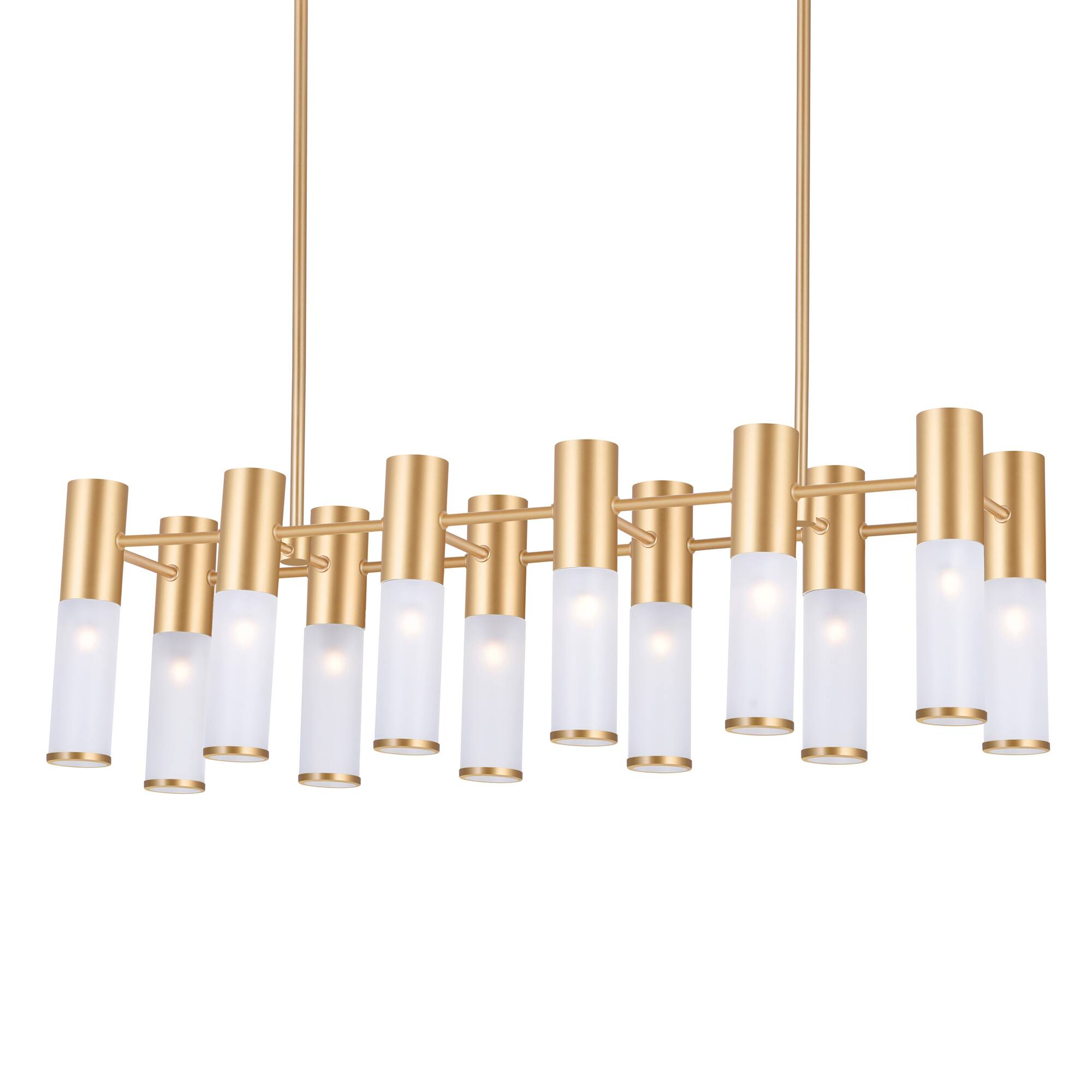Angle. CWI Lighting - Pipes 12 Light Island/Pool Table Chandelier With Sun Gold Finish - Sun Gold.
