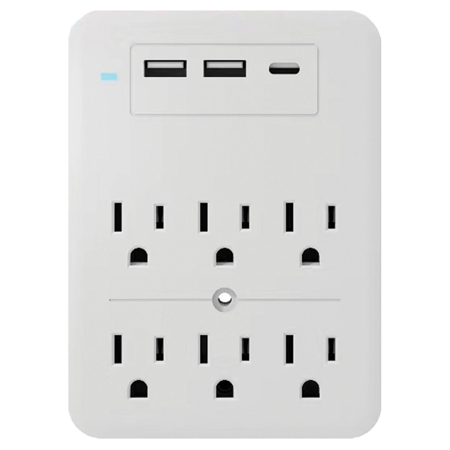 Alt View 2. Ciao Tech - 6-Outlet 3-USB Port 300J Surge Protector Wall Tap CPA5V00-072 - White.