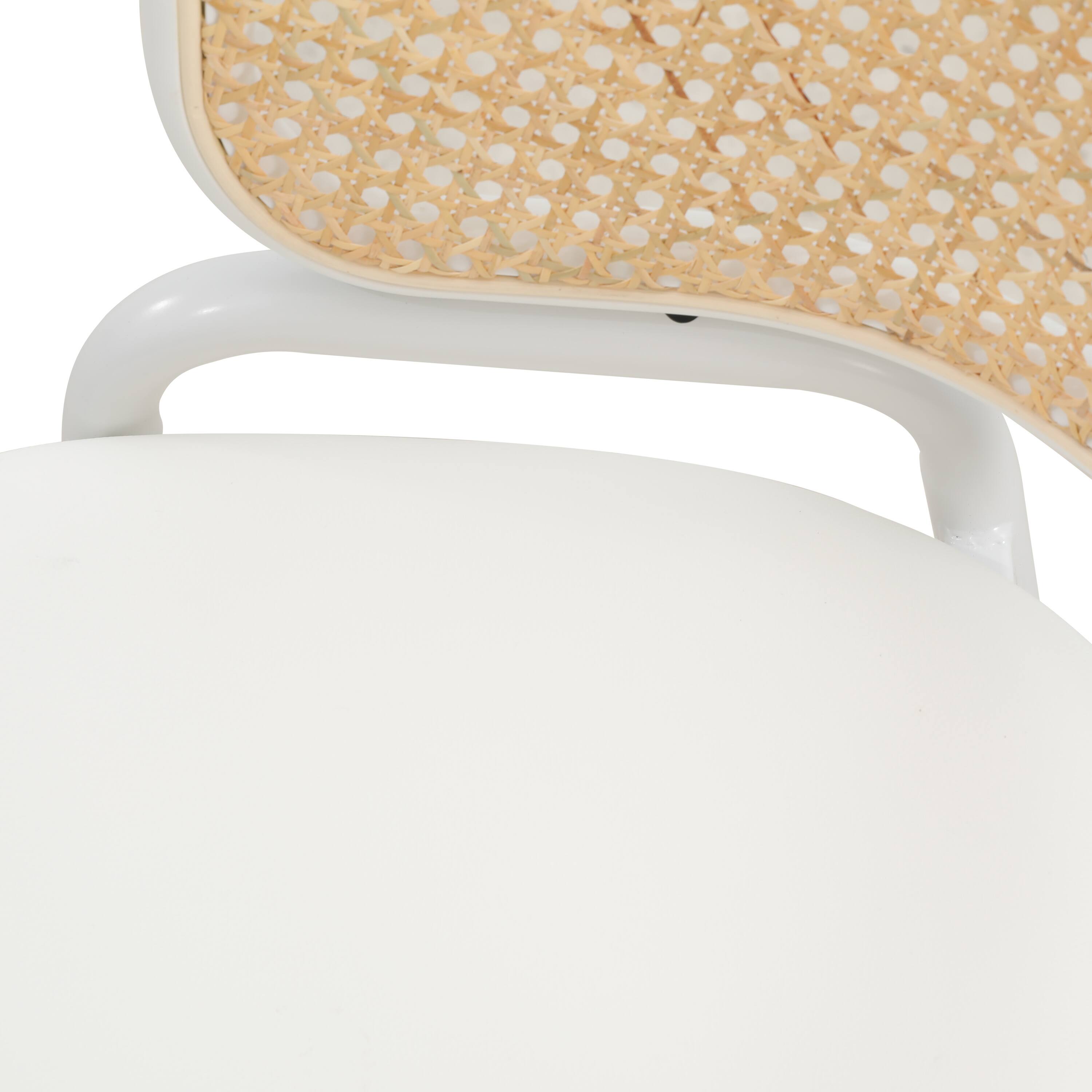 Alt View 8. LeisureMod - Ervilla 4-PCS Contemporary Rattan and Velvet Dining Chair - Mid-Century Modern Kitchen Armchair - White.
