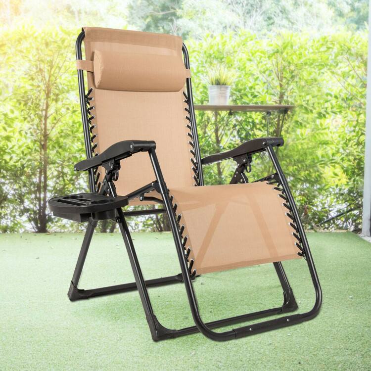 Alt View 2. Mondawe - Oversize Lounge Chair with Cup Holder Heavy Duty 500 lbs Capacity for Outdoor - Beige.