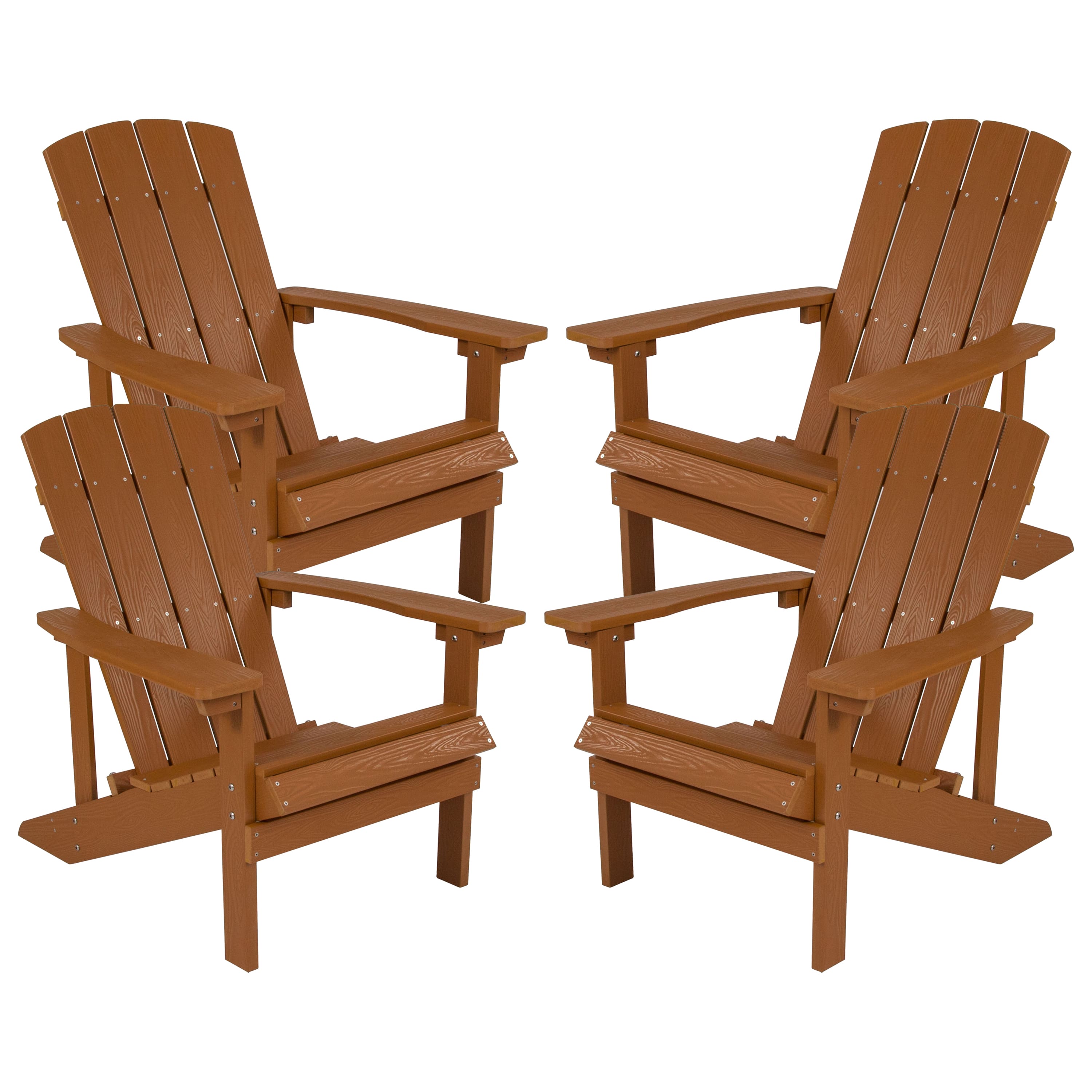 Emma + Oliver - 4 Pack Outdoor All-Weather Poly Resin Wood Adirondack Chairs - Teak price history on PriceWatchPro