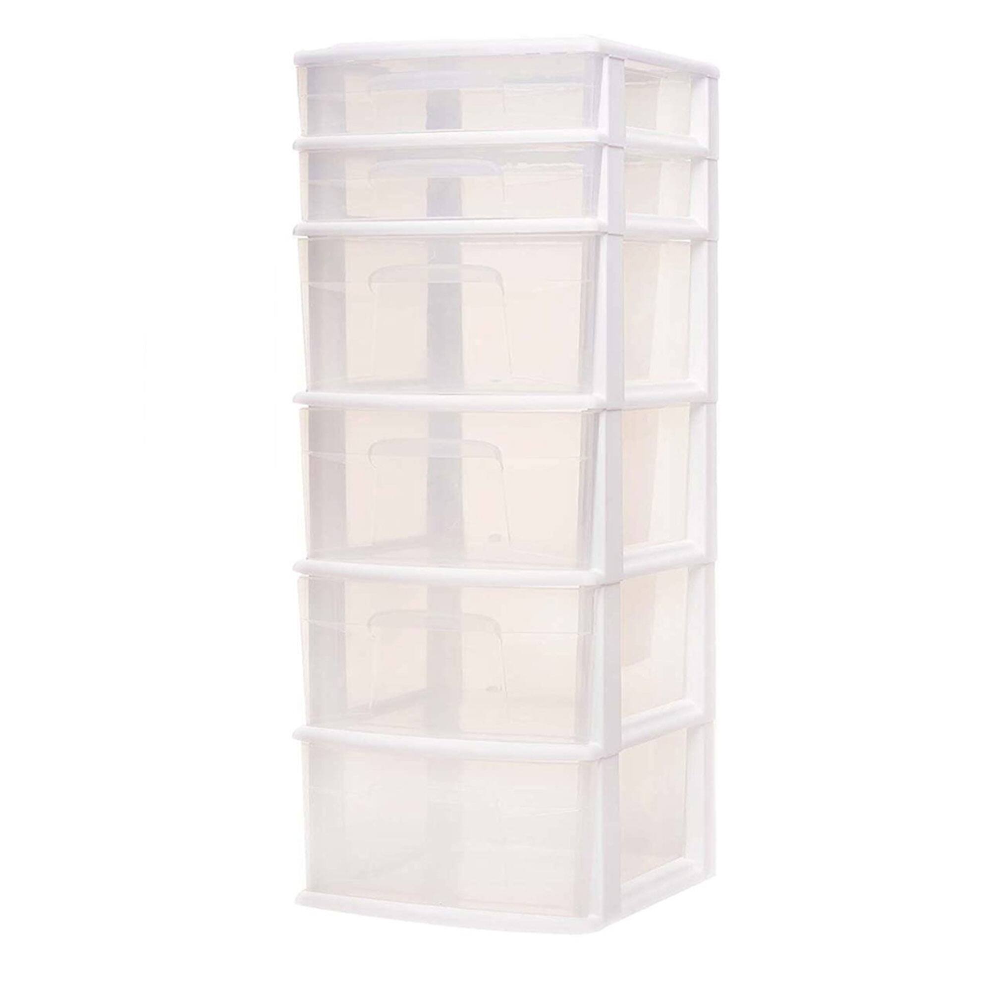 Alt View 7. Homz - Homz Plastic 6 Clear Drawer Medium Home Storage Container Tower, White (2 Pack).