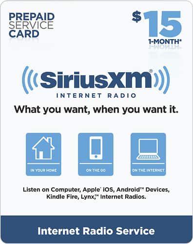 SiriusXM - $15 Prepaid Service Card for SiriusXM Internet Radio - Multicolor - Larger Front