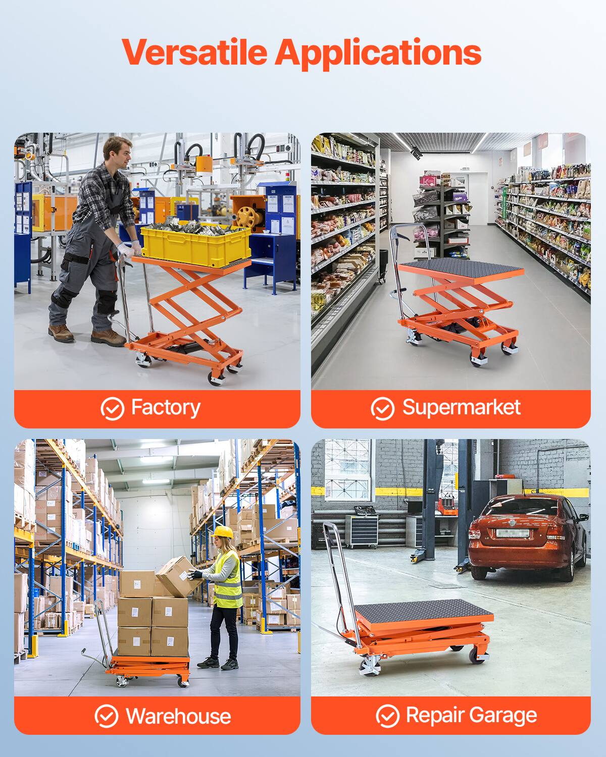 Versatile Applications

- Factory
- Supermarket
- Warehouse
- Repair Garage