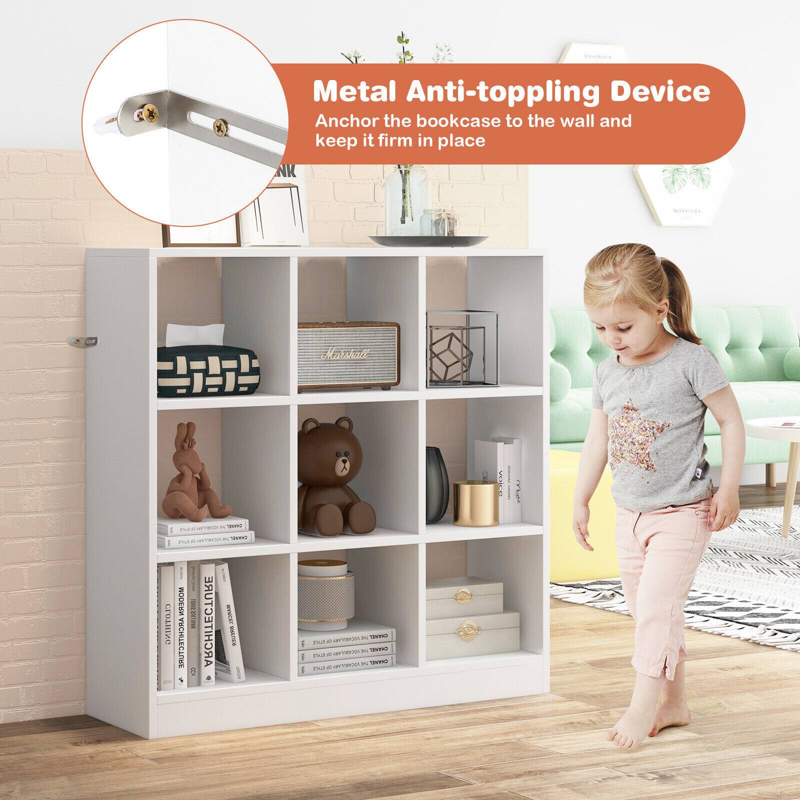 Metal Anti-toppling Device: Anchor the bookcase to the wall and keep it firm in place.