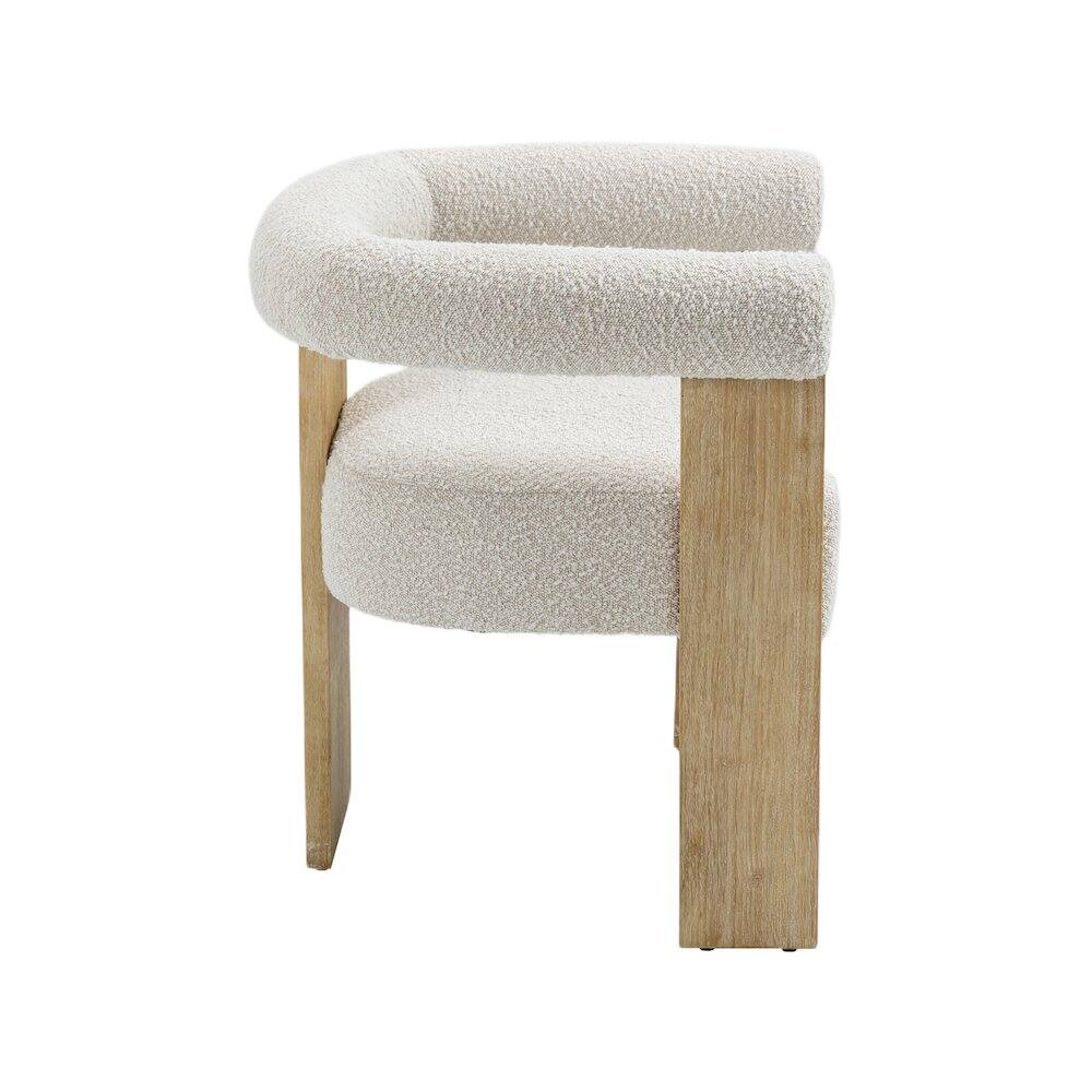 Alt View 4. Meridian Furniture - Barrel Cream Boucle Fabric Dining Chair - Beige.