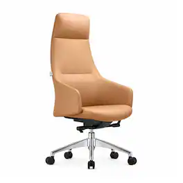 LeisureMod - Celeste Ergonomic High Back Leather Upholstered Office Chair, Iron Frame, Swivel & Tilt Desk Chair, Study & Home Office - Acorn Brown