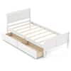 Front. Costway - Costway Twin Size Bed Frame with 2 Storage Drawers Wood Platform Bed with Headboard - White.