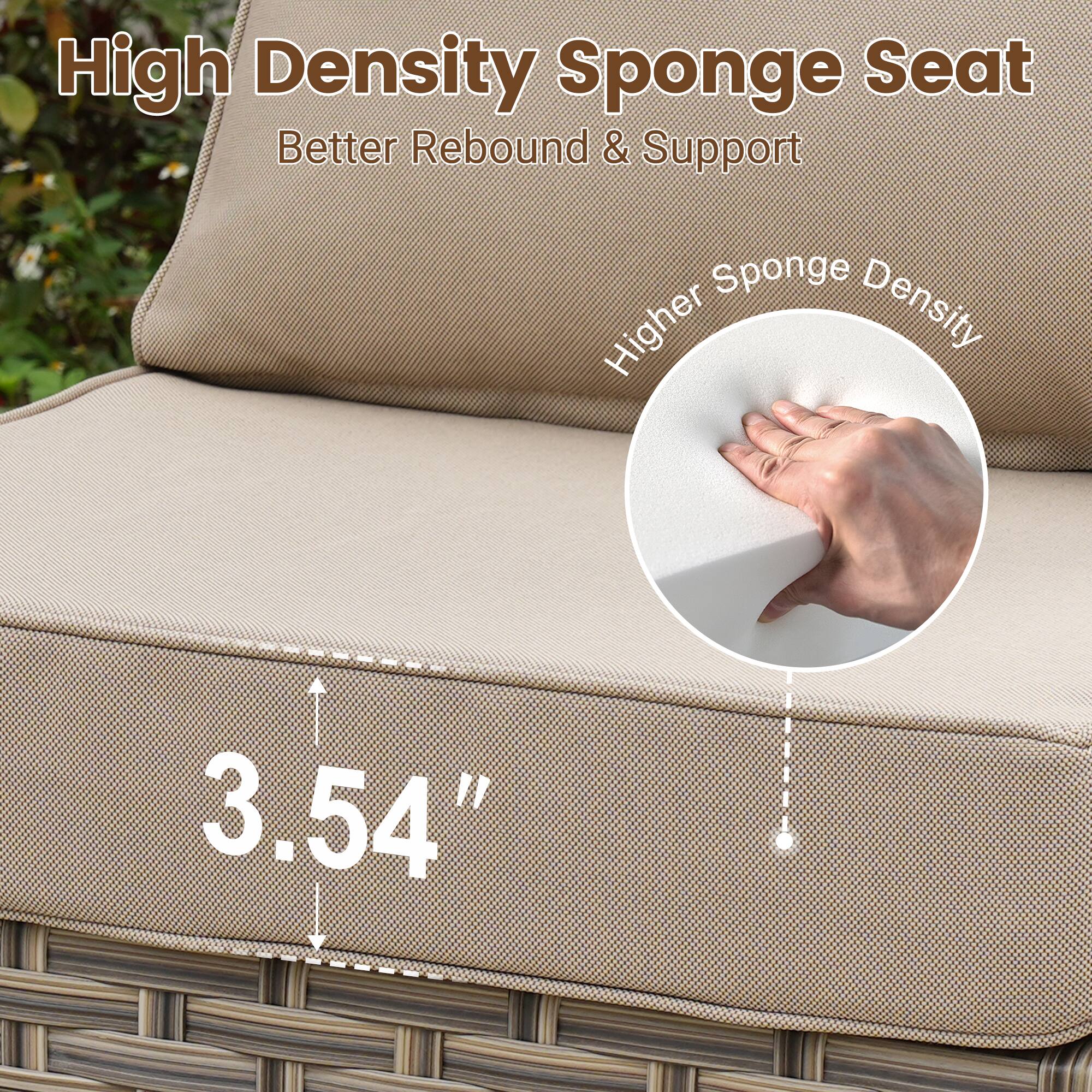 High Density Sponge Seat  
Better Rebound & Support  

Higher Sponge Density  

3.54"