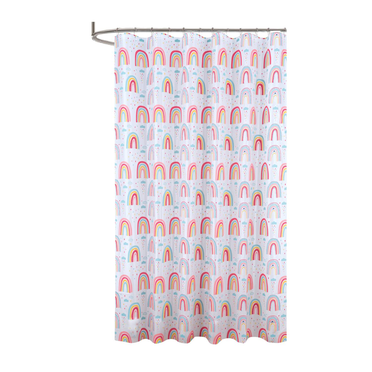 Front. RT Designers Collection - RT Designers Collection 90GSM Peva Glit Printed Rainbow Shower Curtain 70" x 72" Muticolor - Multicolor.