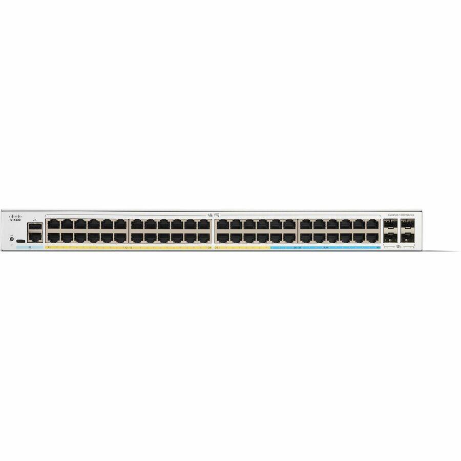 Alt View 1. Cisco Consumer Products - Cisco Catalyst C1300-48T-4X Ethernet Switch - 48 Ports - Manageable - 10 Gigabit Ethernet - 10/100/1000Base-T, 10GBase-X - Unknown.