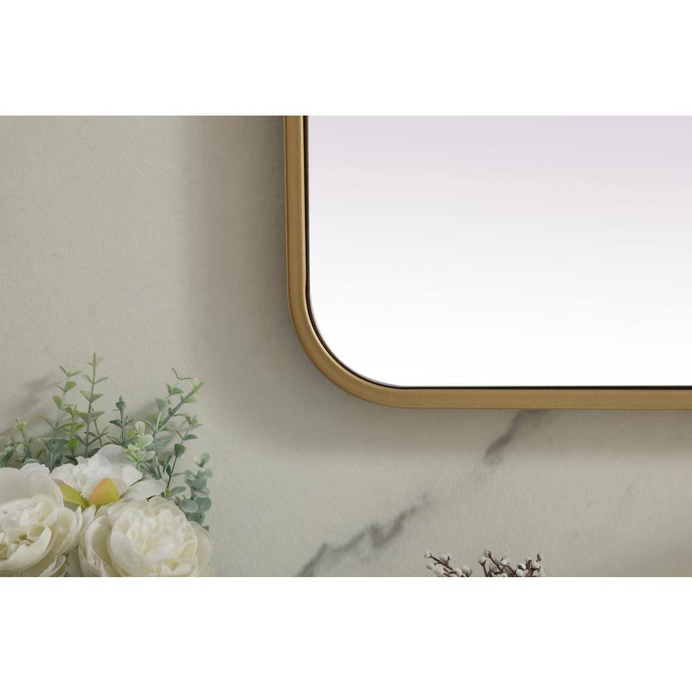 Alt View 6. Elegant Decor - Soft Corner Metal Rectangle Mirror 32x72 Inch in Brass - Brass.