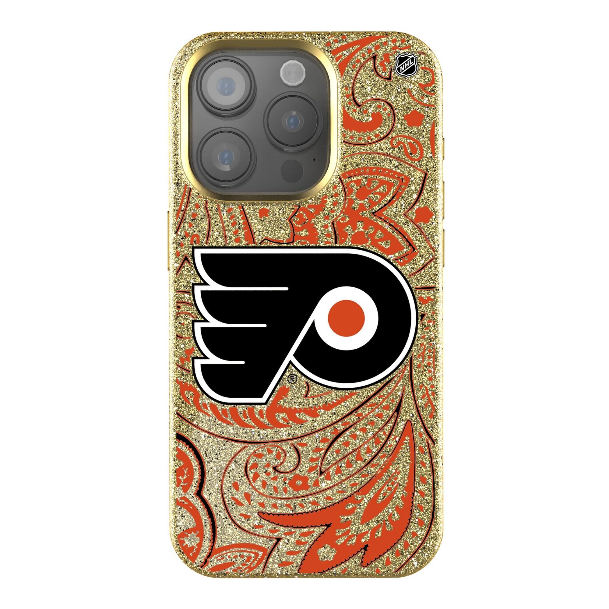 Front. Keyscaper - Gold Philadelphia Flyers Paisley Bling iPhone Case - 16 - Gold.