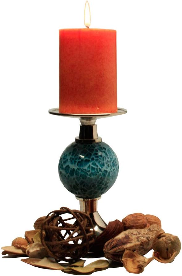 Left. Amber Sporting Goods - Blue Moon 6" Candle Pillar Holder – Elegant Table Décor, Centerpiece & Wedding Gift - Blue.