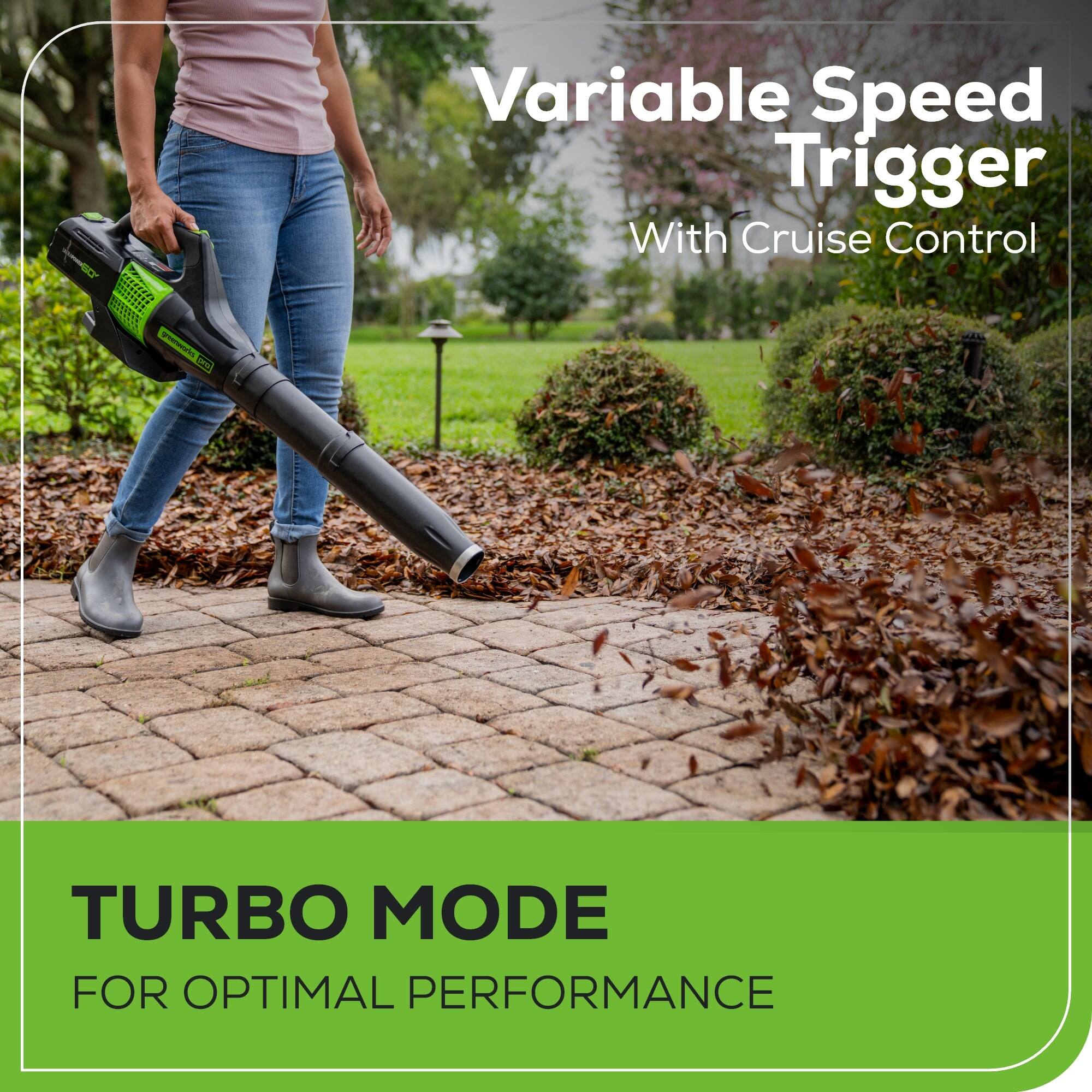 Variable Speed Trigger With Cruise Control  
TURBO MODE FOR OPTIMAL PERFORMANCE