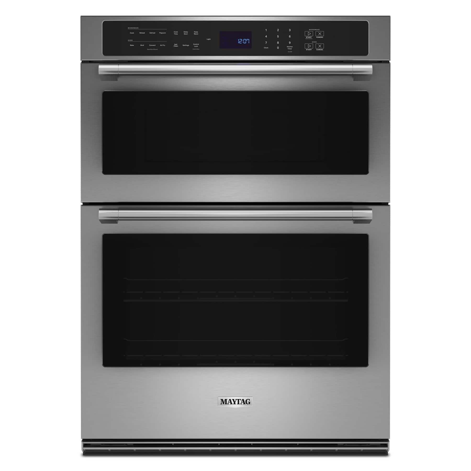 Maytag - 30" Built-In Electric Convection Double Wall Combination with Microwave and Air Fry - Stainless Steel - Angle_Zoom
