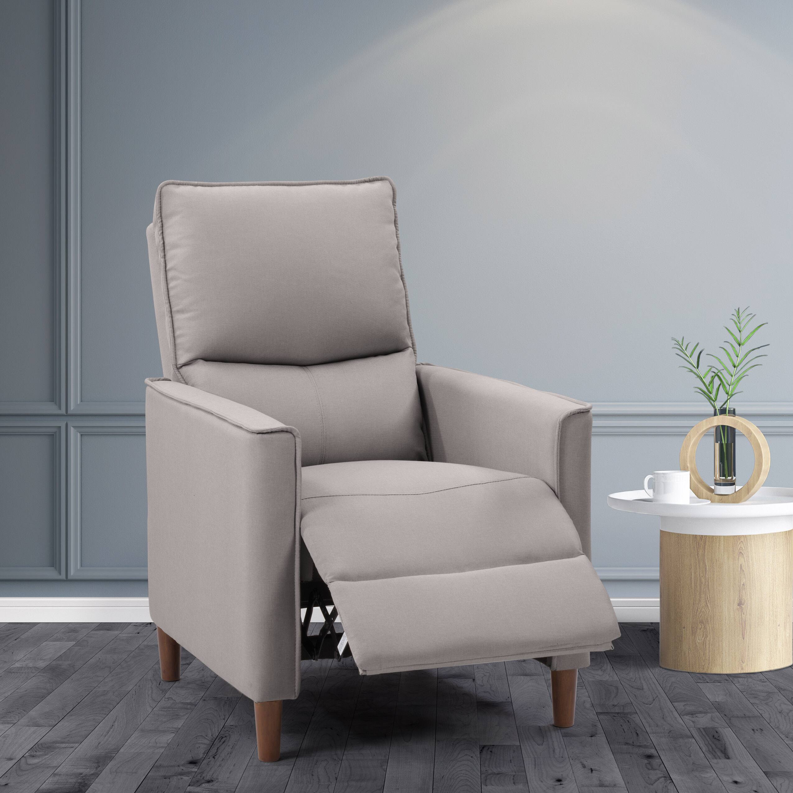 Left. CorLiving - Alder Manual Fabric Recliner - Light Grey.