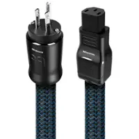 AudioQuest - Monsoon XTRM 3.3' Power Cable with C13 to 3-Prong Wall Plug Connectors - Blue on Black - Front_Zoom