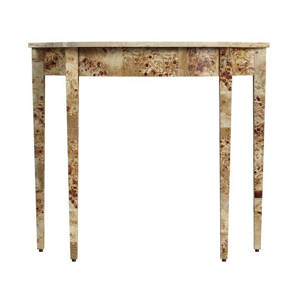 Angle. Starlight Canyon Home - Light Brown Half Moon Console Table - Narrow Entryway and Sofa Table - Light Brown.