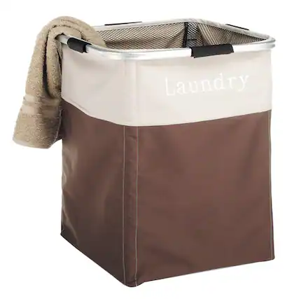 Front. Whitmor - Whitmor Brown Polyester Collapsible Hamper - Brown.