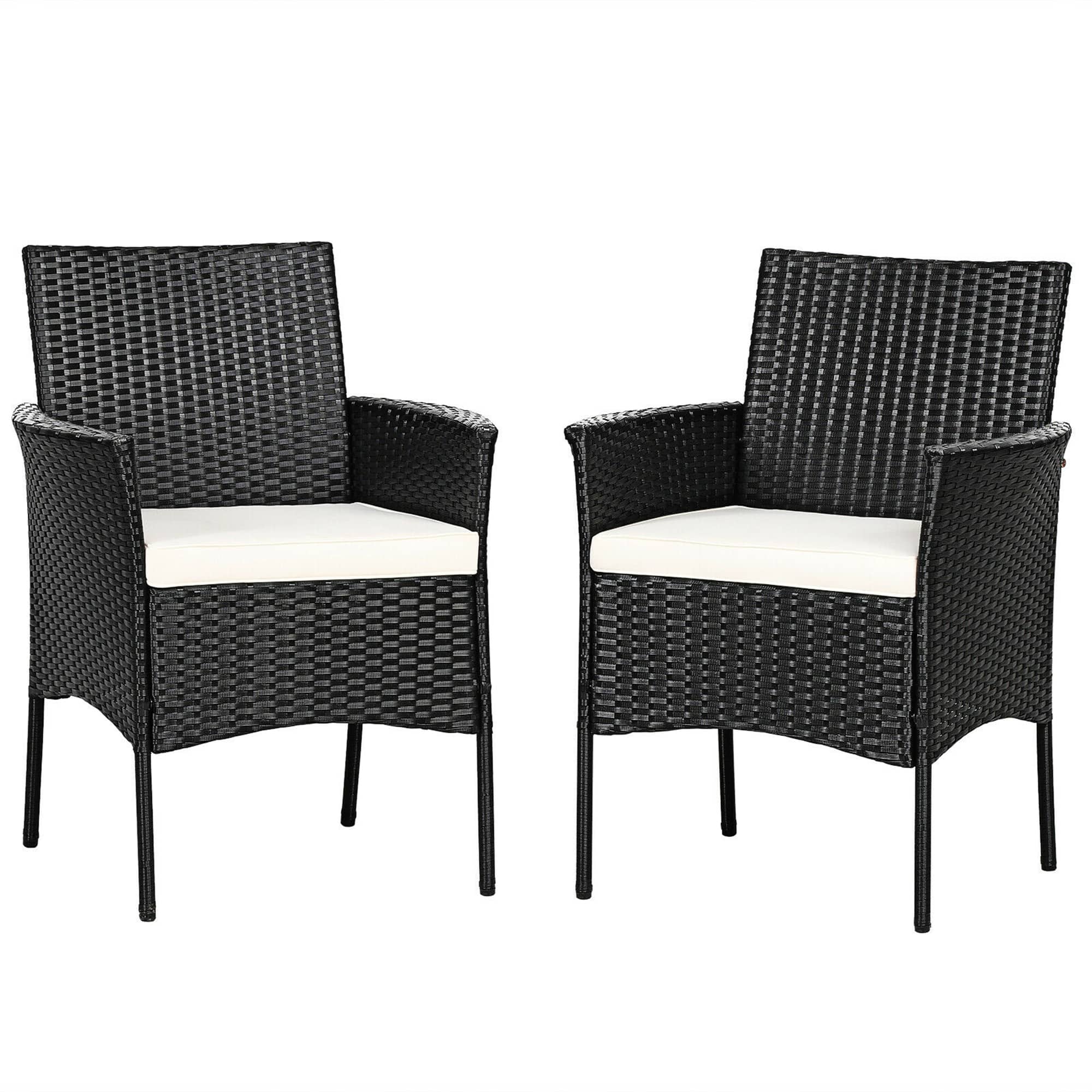 Costway - 2PCS Patio Rattan Arm Dining Chair Cushioned Sofa Furniture - Black,White price history on PriceWatchPro