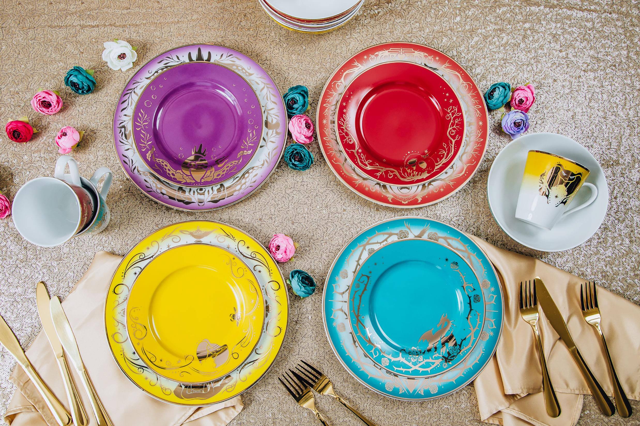 Alt View 2. Ukonic - Disney Villains 16-Piece Dinnerware Set | Maleficent, Evil Queen, Jafar, Ursula - Multi-Color.