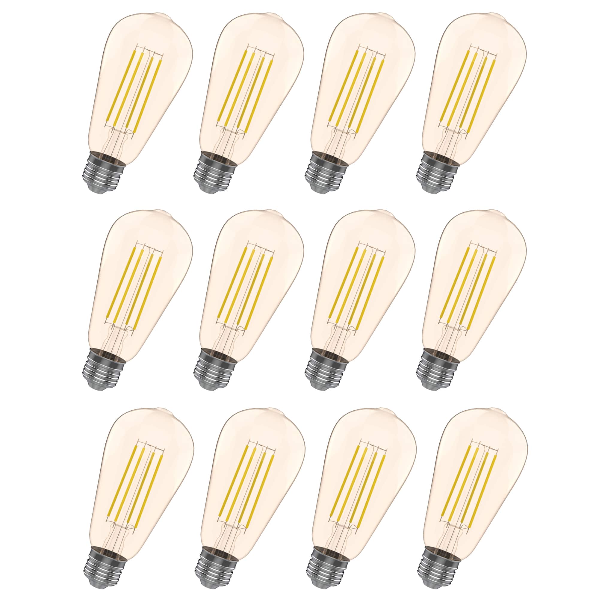 VIRIBRIGHT - ST19 LED Bulb, Filament, Energy Star, Amber (12 Pack) - 2200K