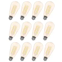 VIRIBRIGHT - ST19 LED Bulb, Filament, Energy Star, Amber (12 Pack) - 2200K