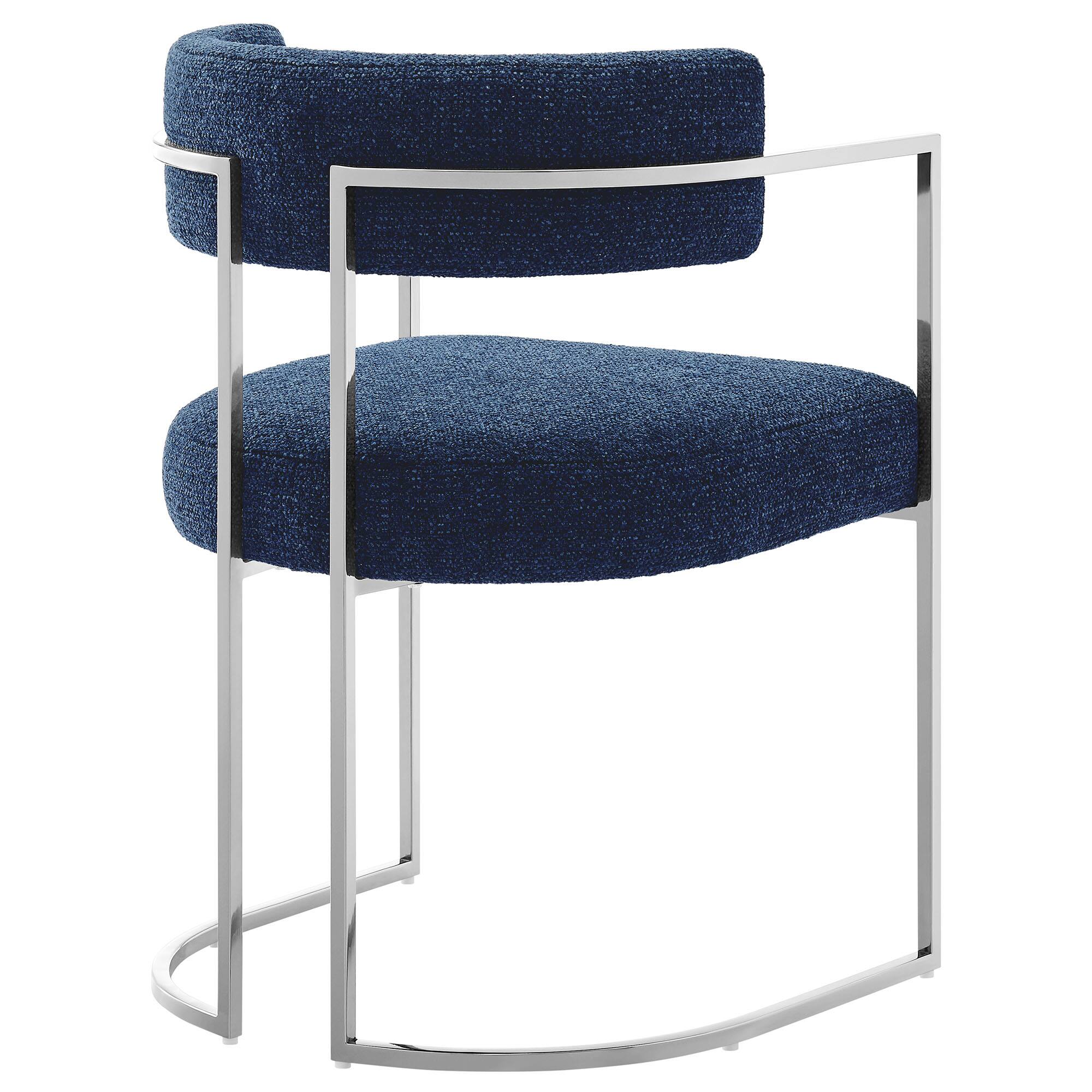 Alt View 2. Modway - Huron Curved Back Fabric and Metal Dining Accent Chair by Modway - Blue.