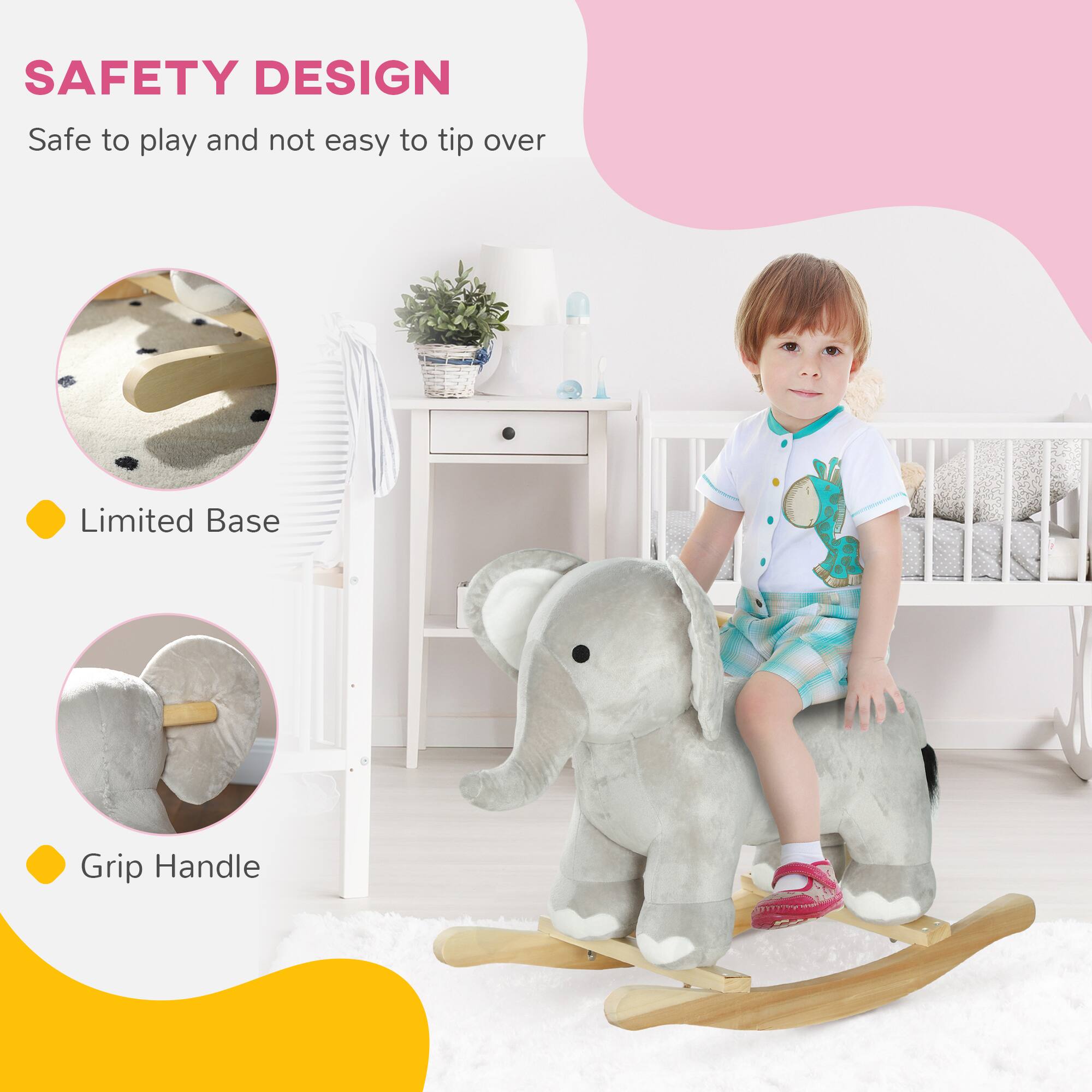 SAFETY DESIGN  
Safe to play and not easy to tip over  

- Limited Base  
- Grip Handle