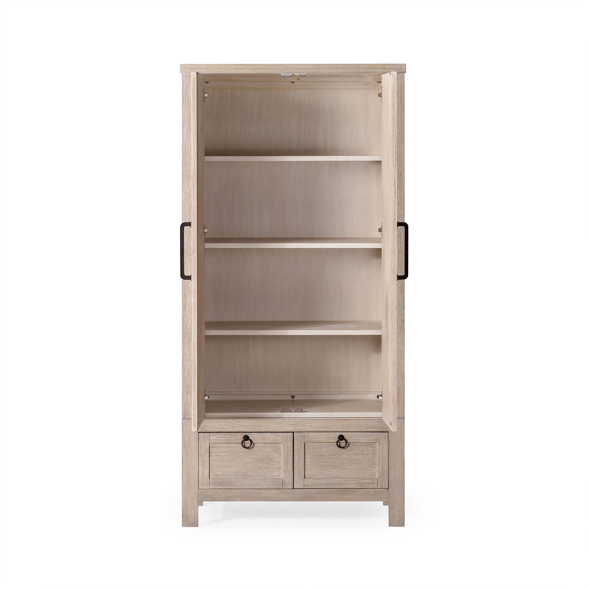 Alt View 2. Maven Lane - Maven Lane Vaughn Rustic Wooden Cabinet in Weathered White Finish - Weathered White.