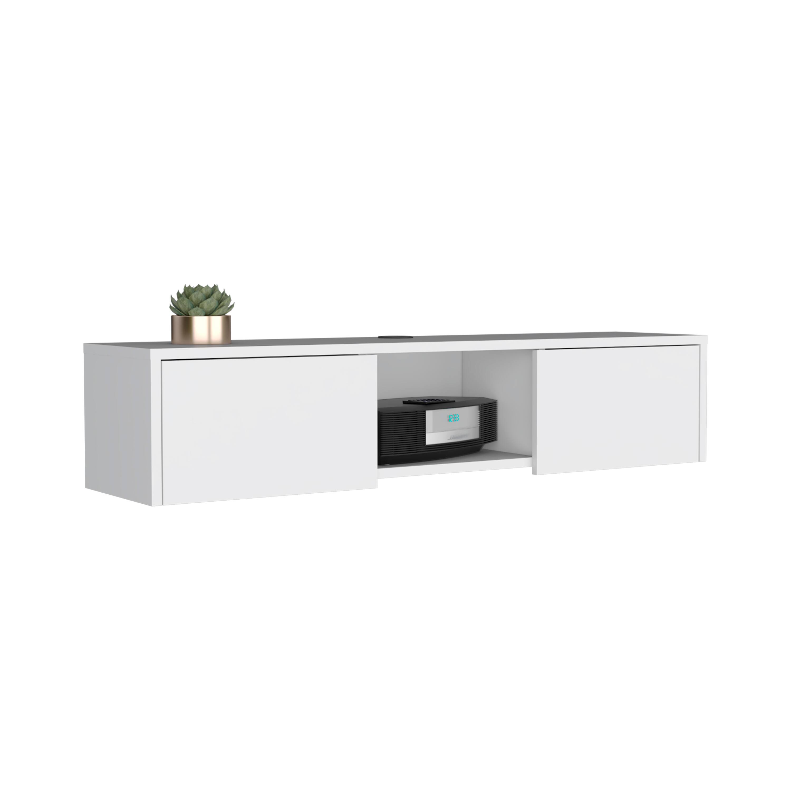 Alt View 2. APRILSOUL - Adel Floating TV Stand Sleek Wall-Mounted Console with 2-Doors White - White.