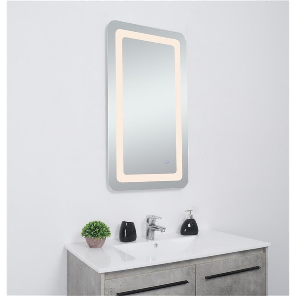 Alt View 2. Elegant Decor - Genesis 20in x 36in soft edge LED mirror - Glossy White.