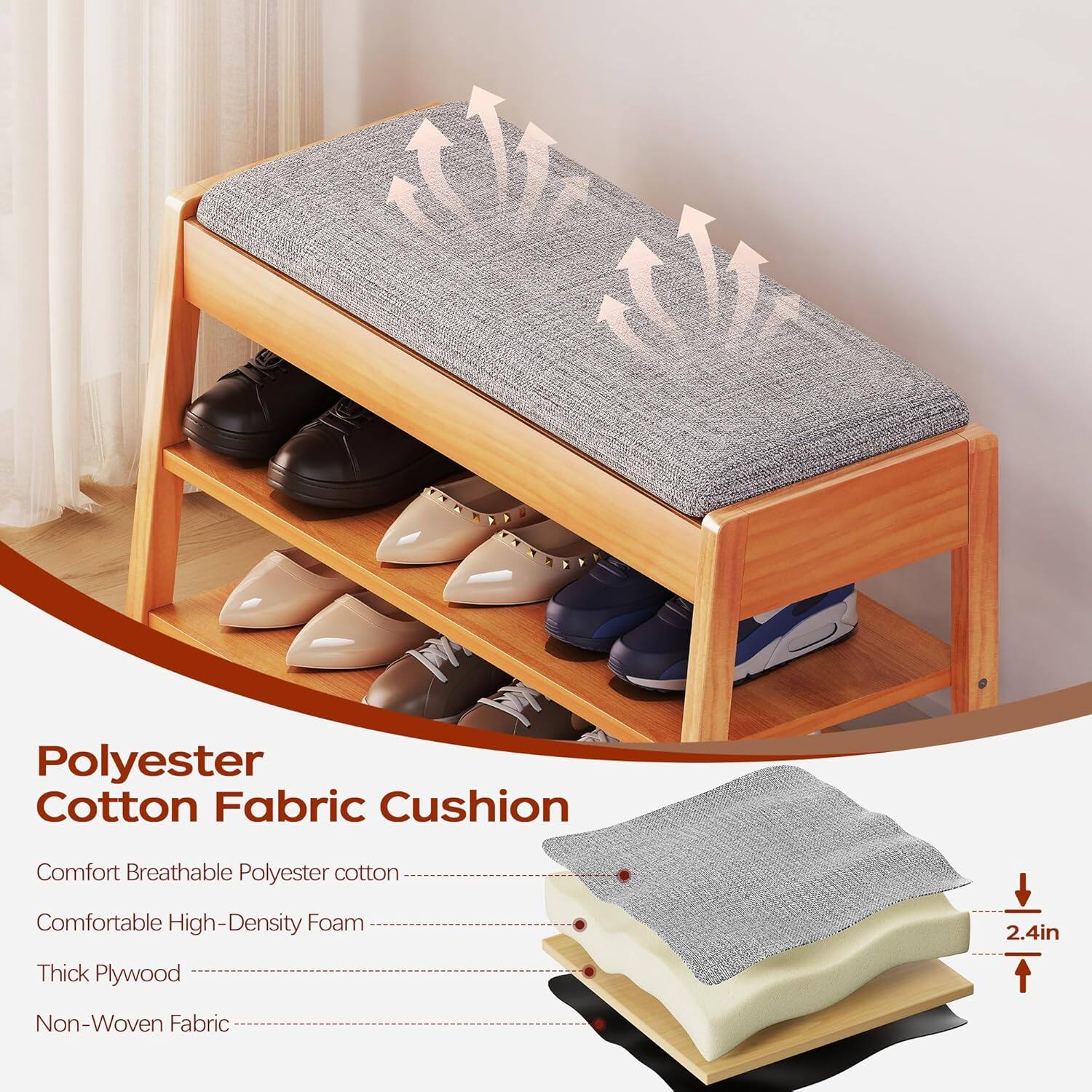 Polyester Cotton Fabric Cushion

Comfort Breathable Polyester cotton
Comfortable High-Density Foam
2.4in
Thick Plywood
Non-Woven Fabric
