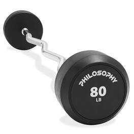 Philosophy Gym - Rubber Fixed Barbell - Pre-Loaded Weight EZ Curl Bar for Weightlifting - Black