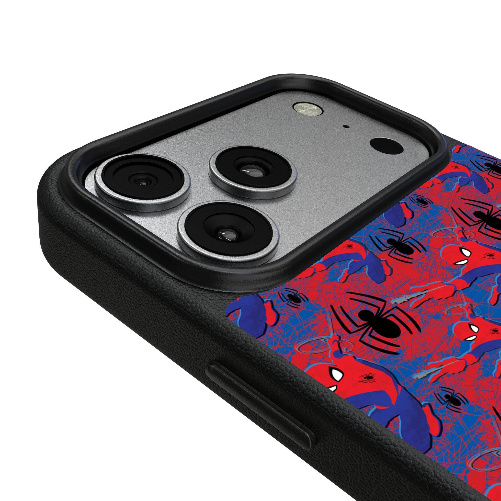 Left. Keyscaper - Marvel Pattern MagSafe Compatible Phone Case - Apple iPhone 17 Pro Max - Spider-Man.