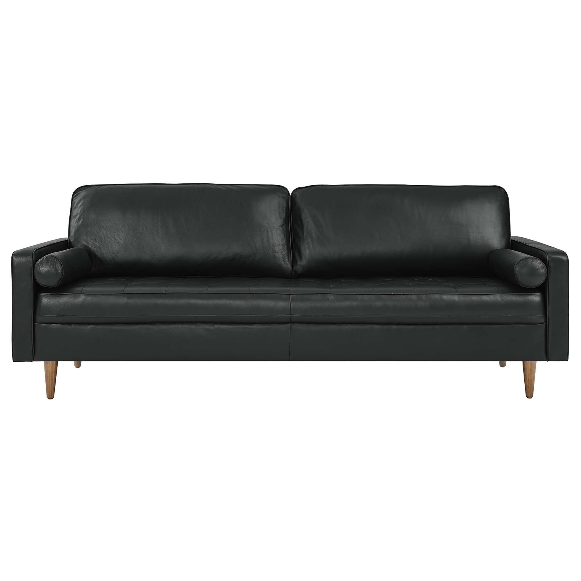 Alt View 3. Modway - Valour 88" Leather Sofa by Modway - Black.